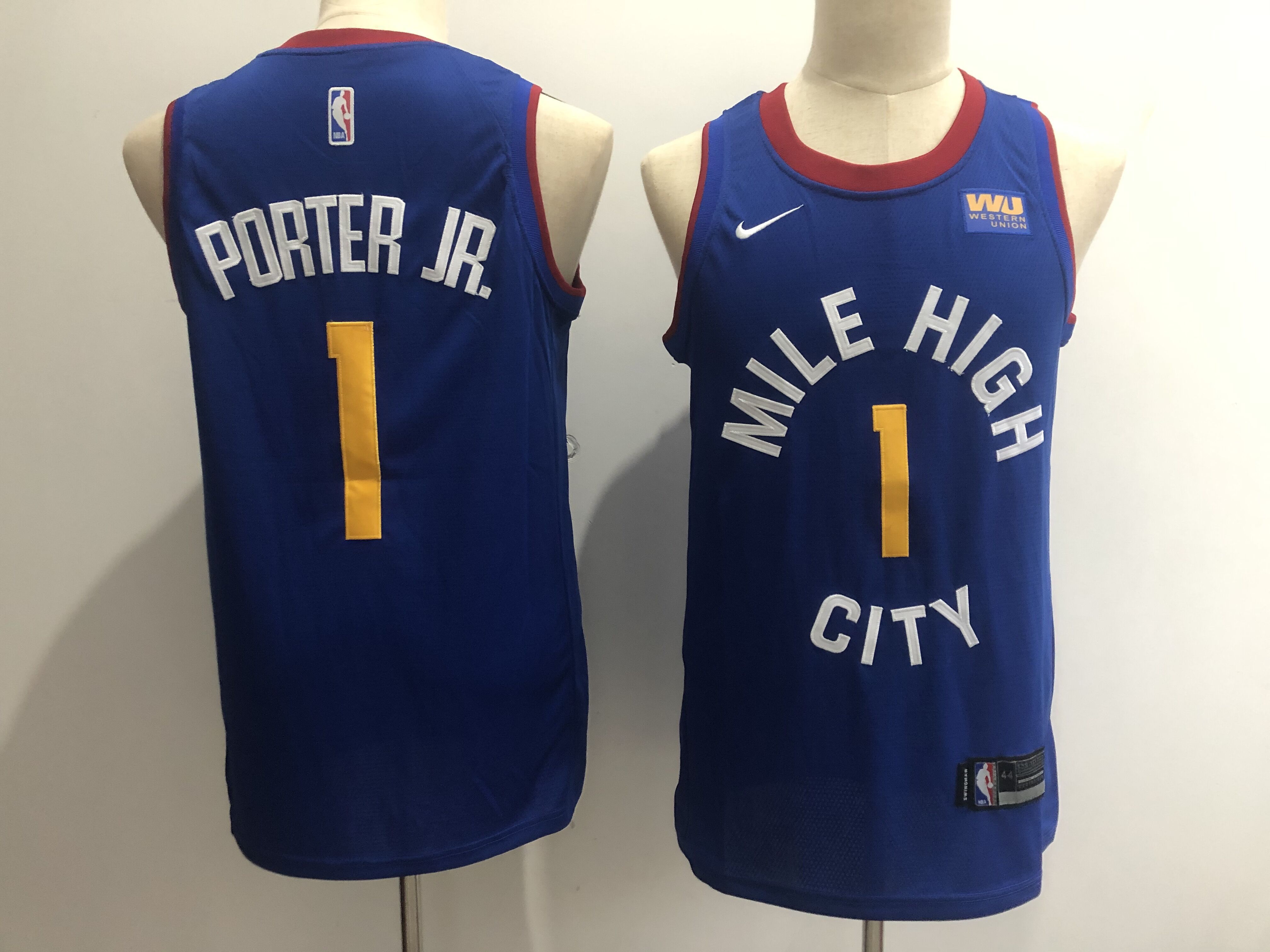 Men Denver Nuggets 1 Porter jr Blue Game Nike NBA Jerseys
